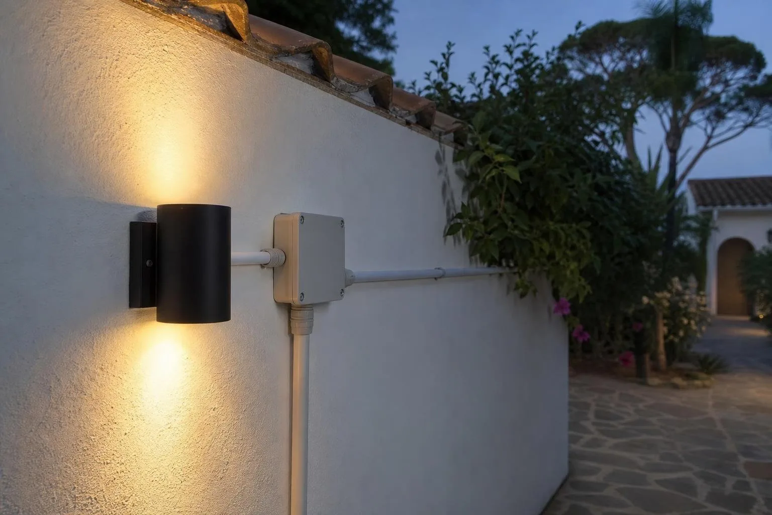Luz de jardín con caja de conexiones estanca nueva